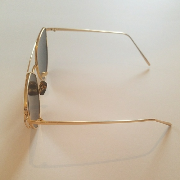 Gold rimmed cat eye aviator sunglasses - Picture 4 of 7